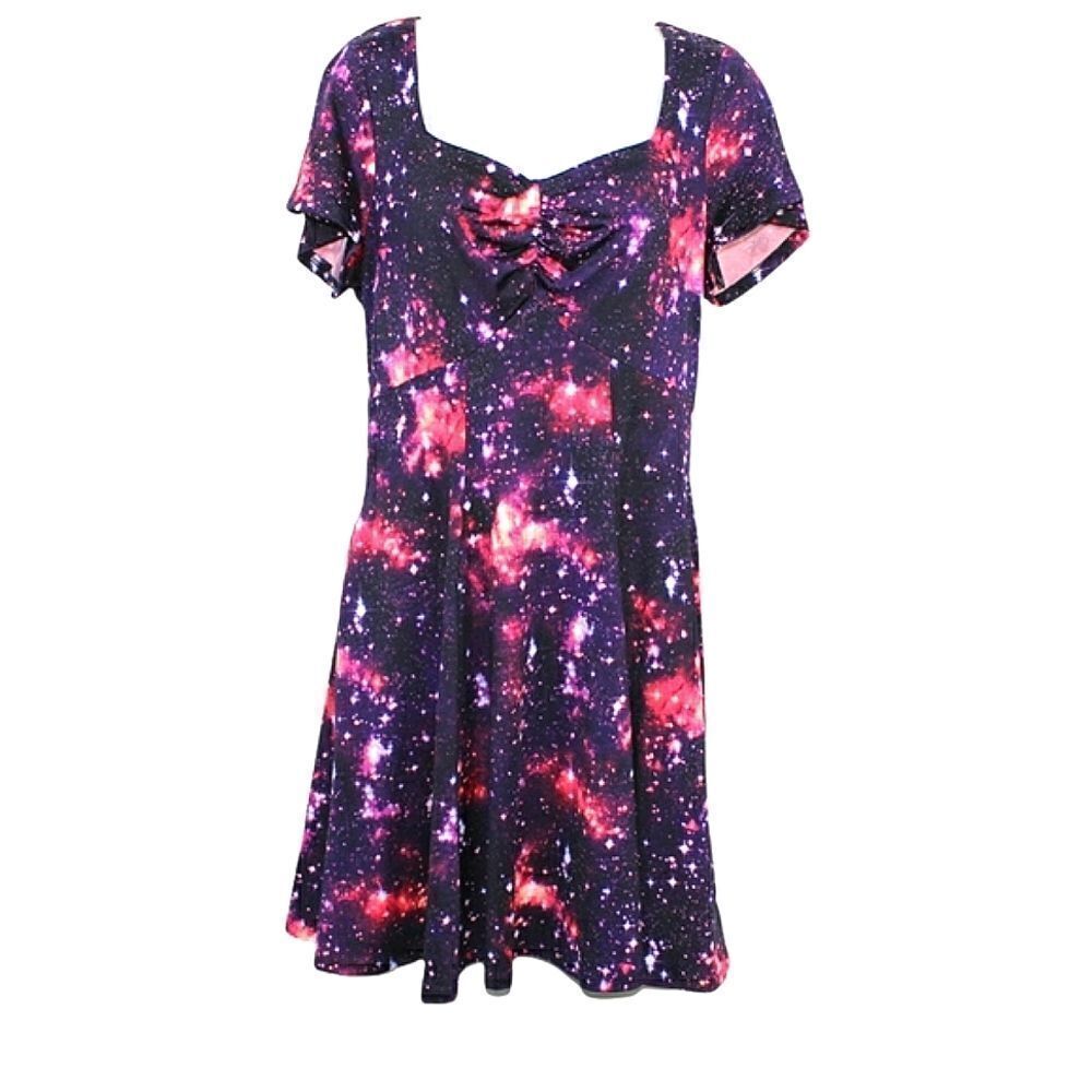 Hot Topic NWT glow in the dark fit & flare galaxy universe dress size medium